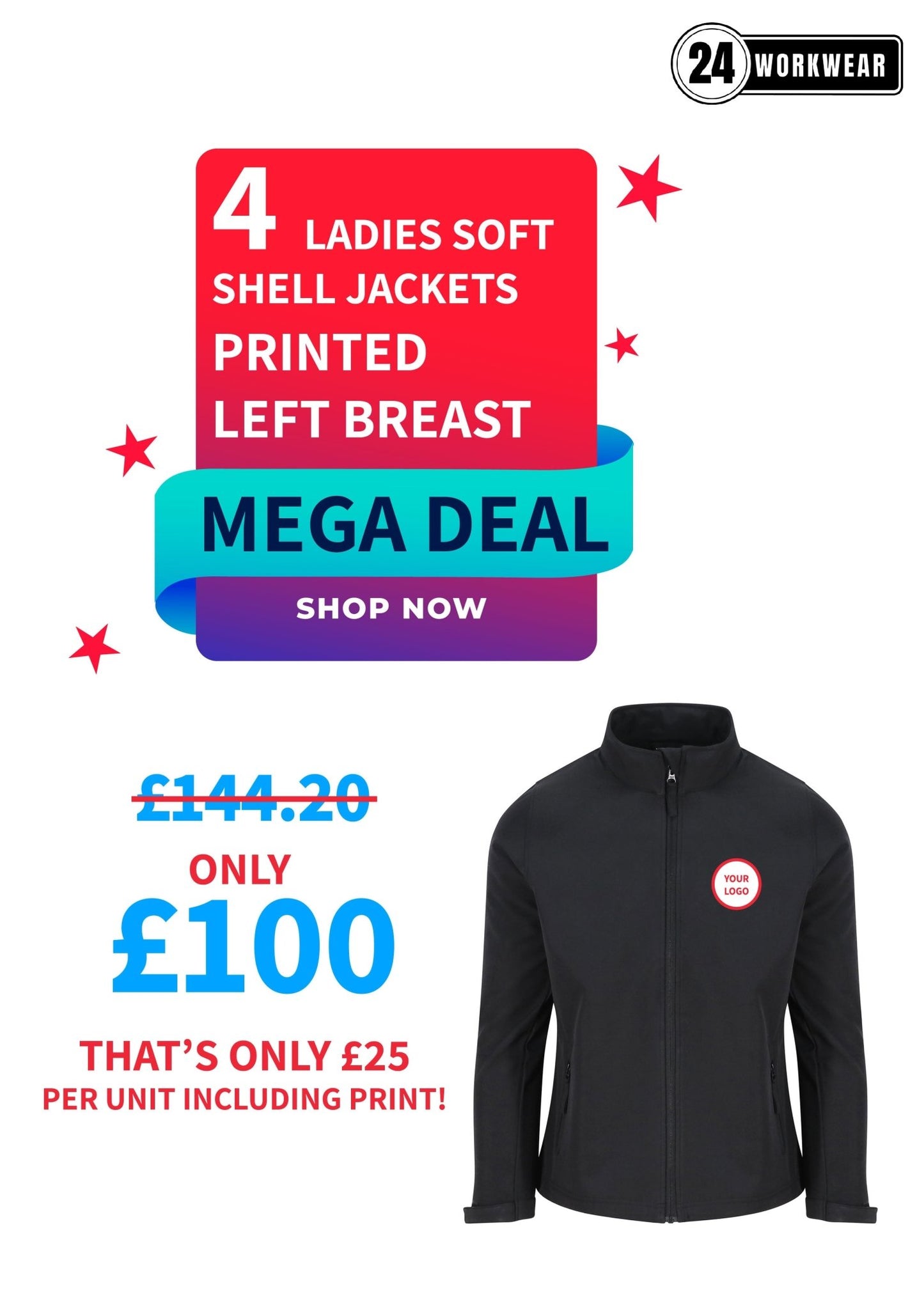 4 x Women's 2 Layer Softshell Jacket Deal - 24 Workwear - Jacket