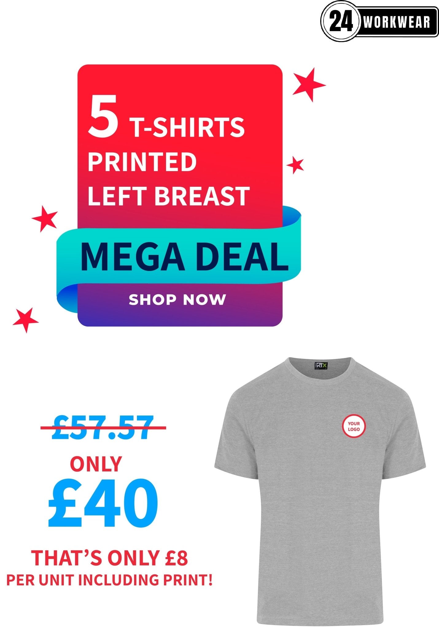 5 x T Shirt Deal - 24 Workwear - T Shirt