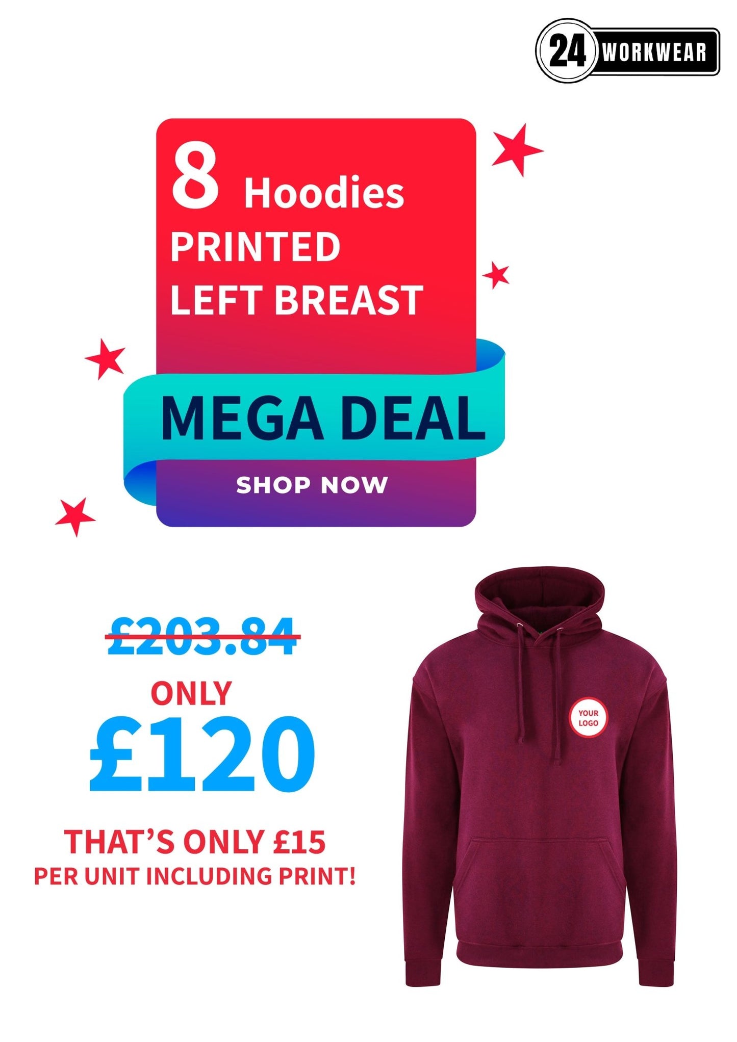 8 x Hoodie Deal - 24 Workwear - Hoodie