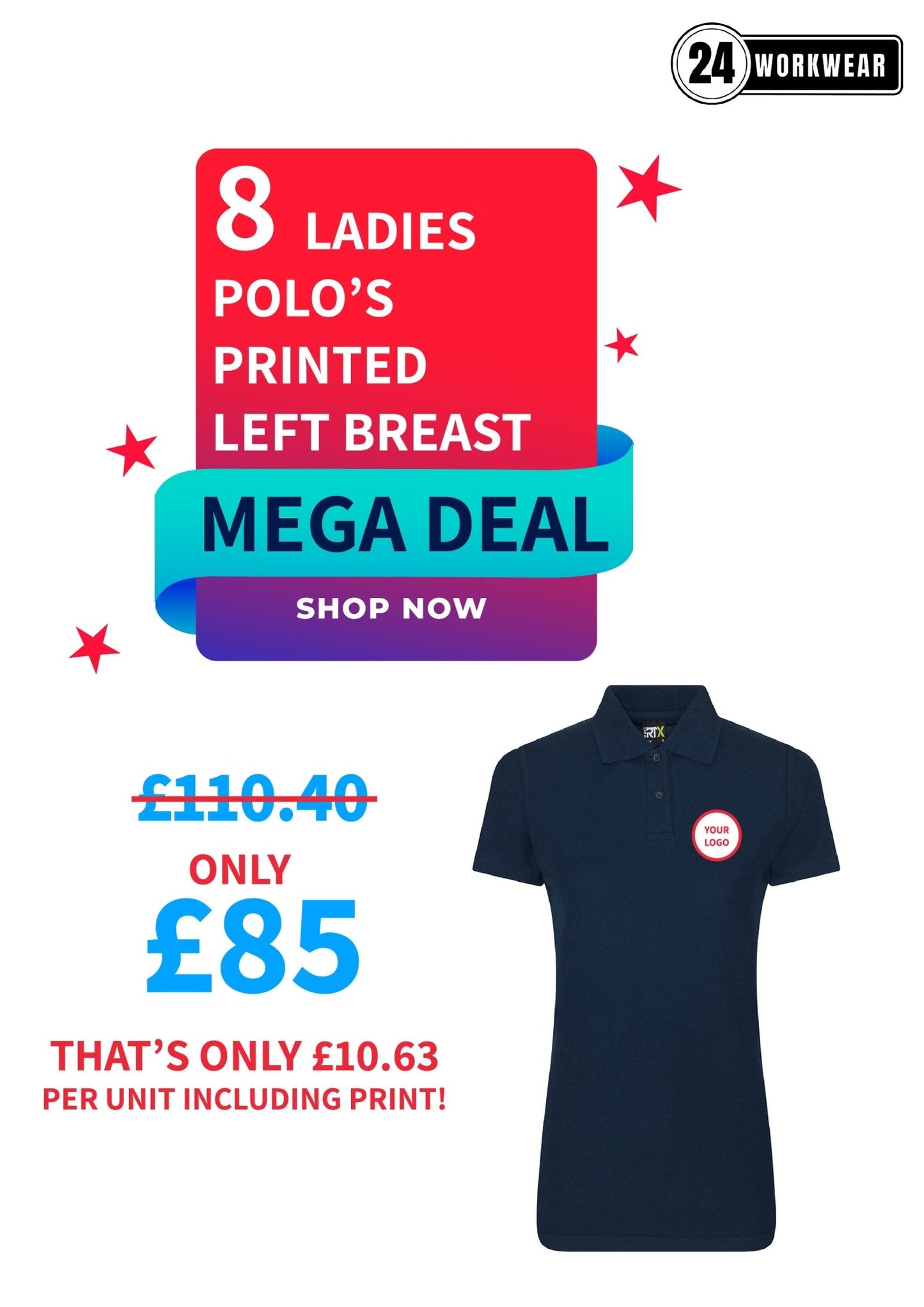 8 x Pro RTX Women's Polo Deal - 24 Workwear - Polo