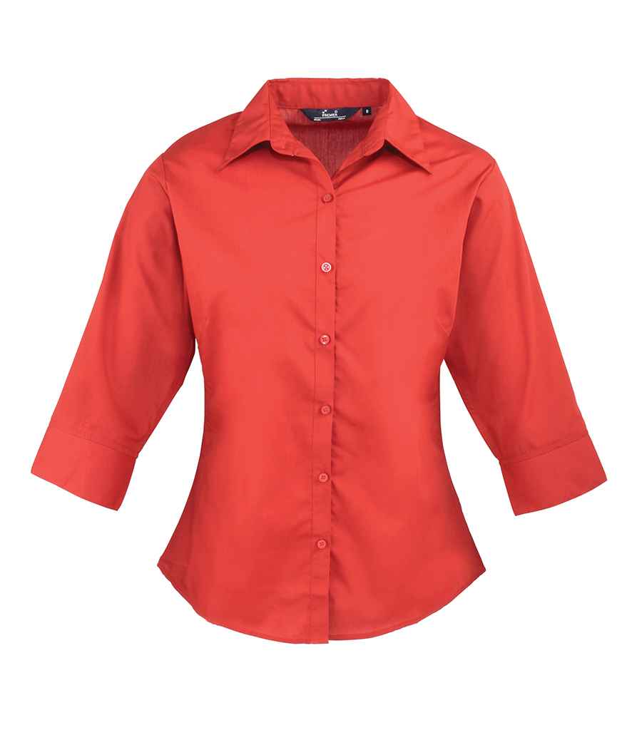 Premier Ladies 3/4 Sleeve Poplin Blouse - 24 Workwear - Shirt