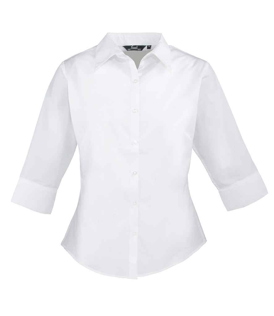 Premier Ladies 3/4 Sleeve Poplin Blouse - 24 Workwear - Shirt
