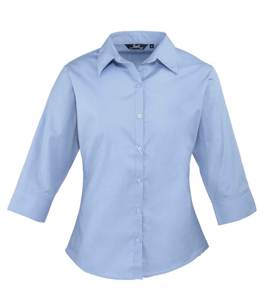 Premier Ladies 3/4 Sleeve Poplin Blouse - 24 Workwear - Shirt