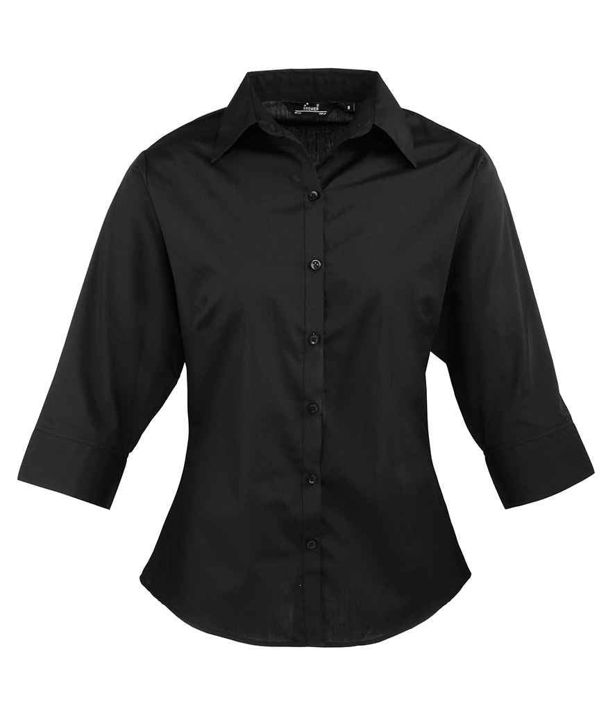 Premier Ladies 3/4 Sleeve Poplin Blouse - 24 Workwear - Shirt