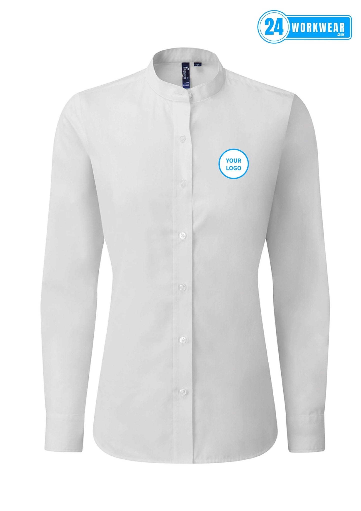 Premier Ladies Banded Collar Grandad Shirt - 24 Workwear - Shirt