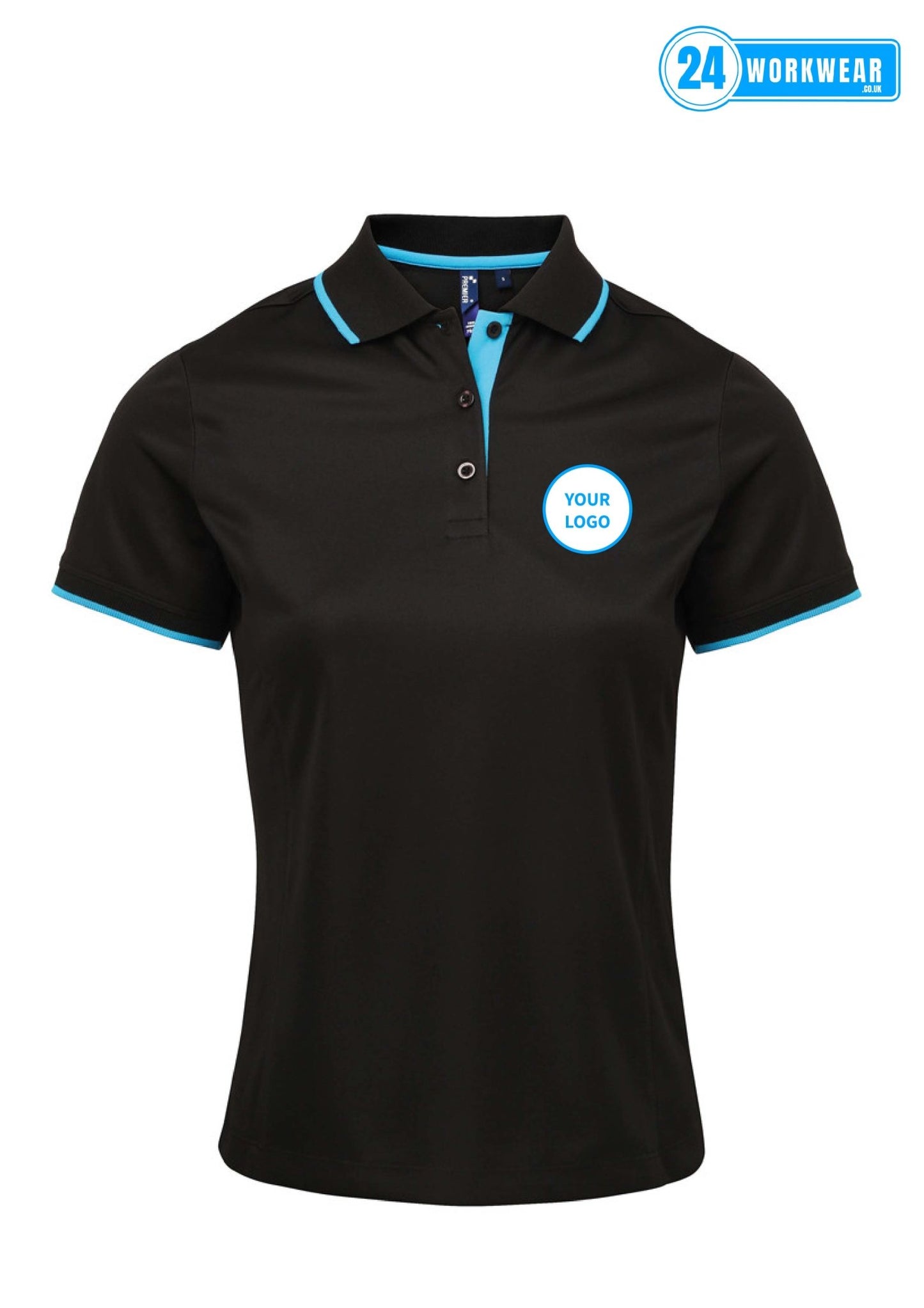 Premier Ladies Contrast Coolchecker® Piqué Polo Shirt - 24 Workwear - Polo