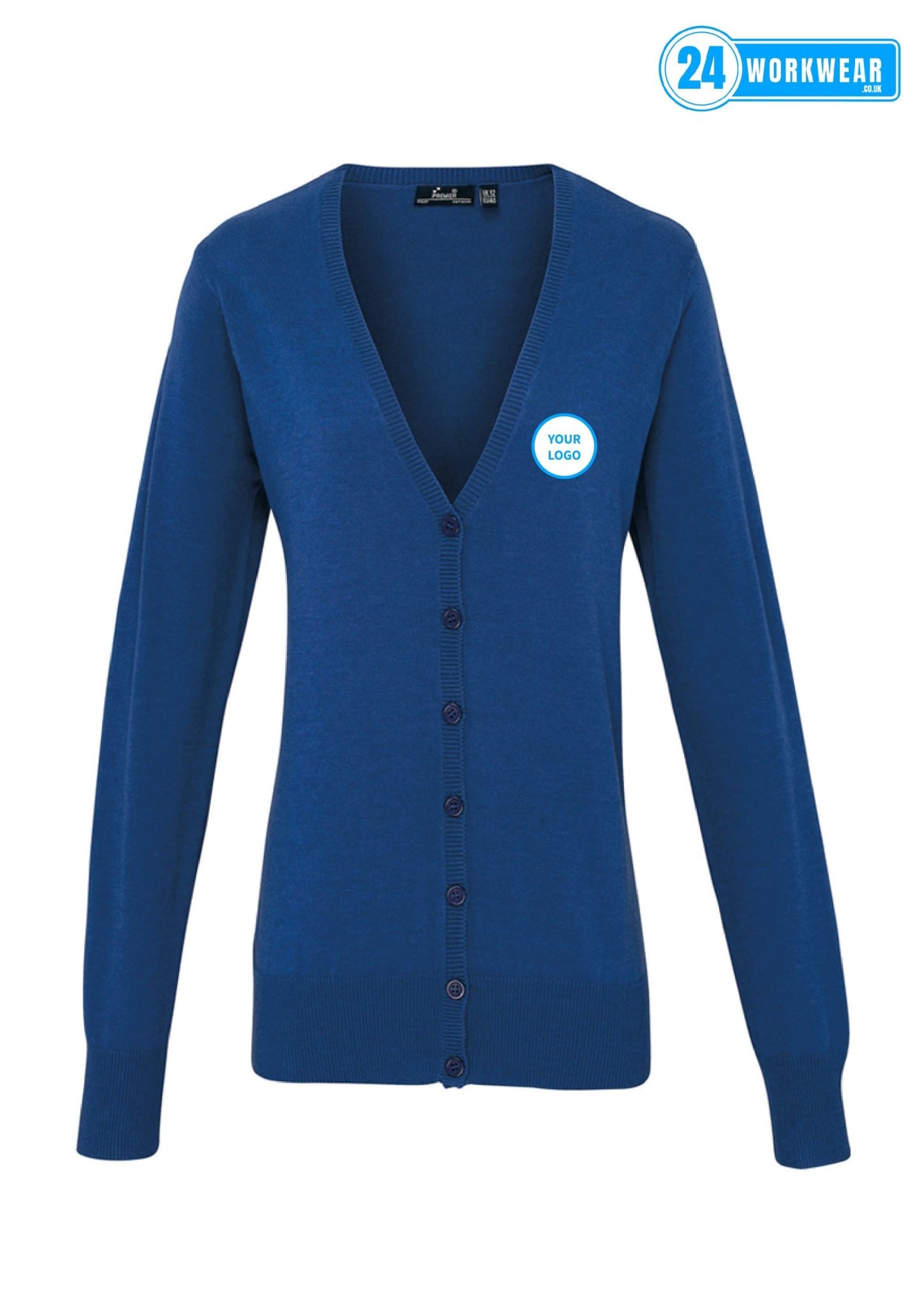 Premier Ladies Cotton Acrylic V Neck Cardigan - 24 Workwear - Cardigan