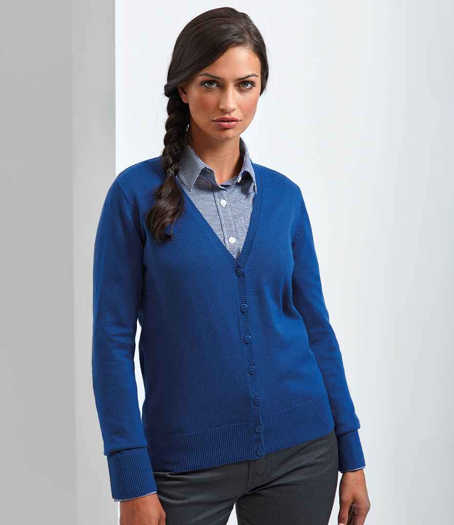 Premier Ladies Cotton Acrylic V Neck Cardigan - 24 Workwear - Cardigan