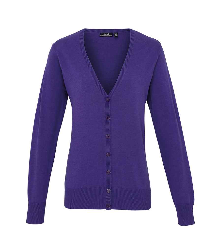 Premier Ladies Cotton Acrylic V Neck Cardigan - 24 Workwear - Cardigan