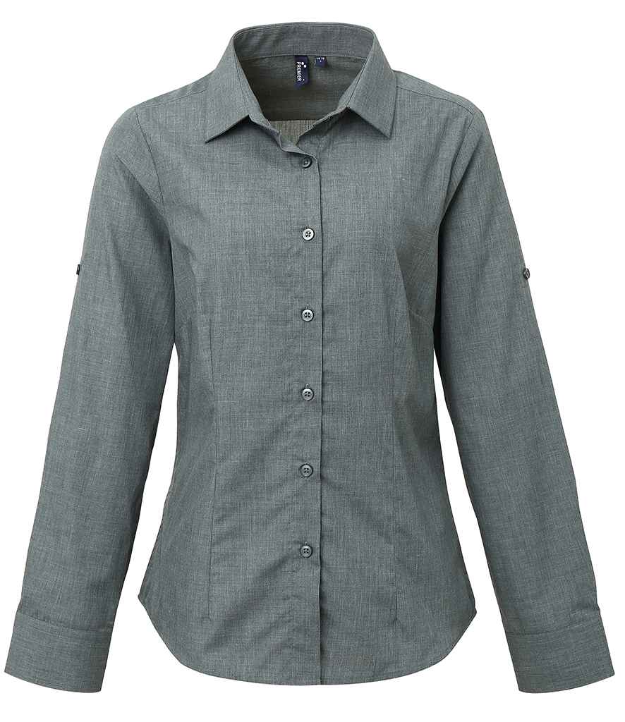 Premier Ladies Cross-Dye Roll Sleeve Shirt - 24 Workwear - Shirt