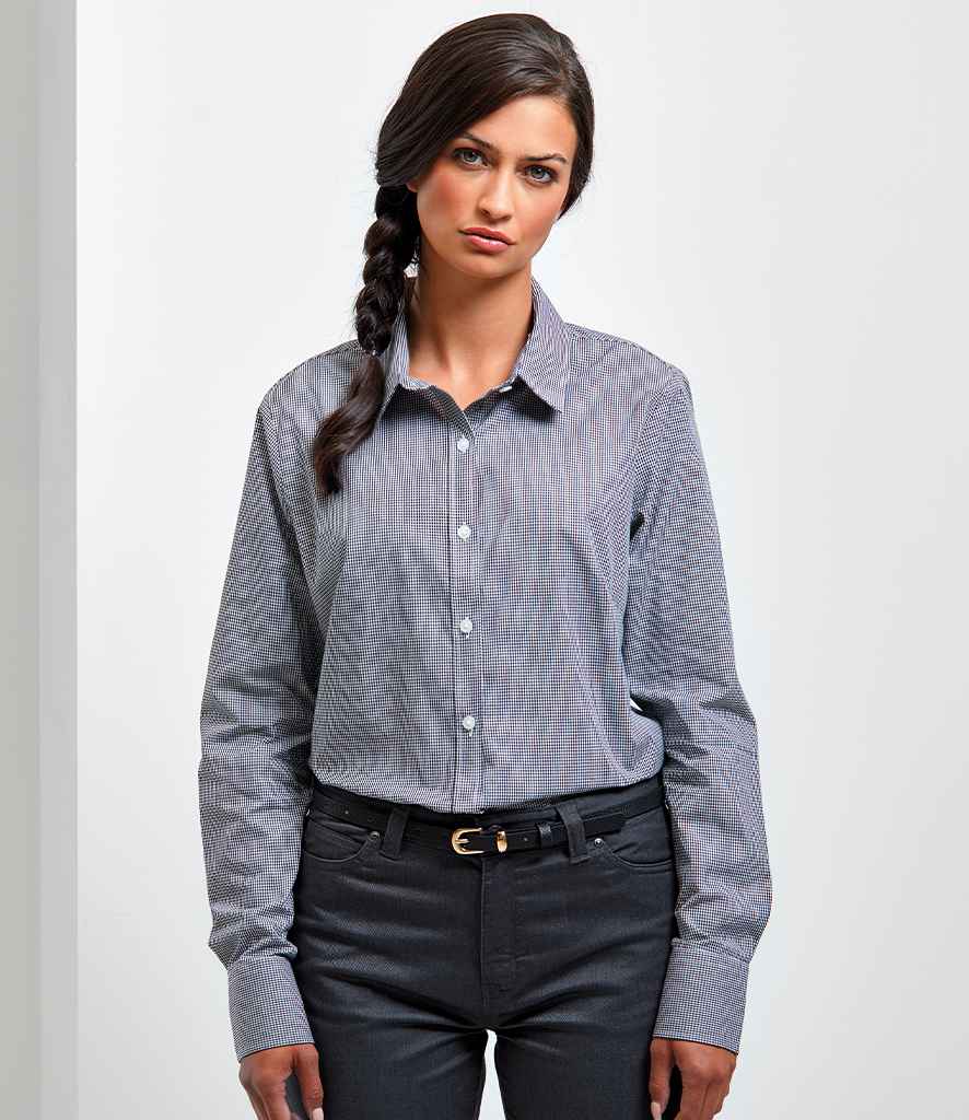 Premier Ladies Gingham Long Sleeve Shirt - 24 Workwear - Shirt