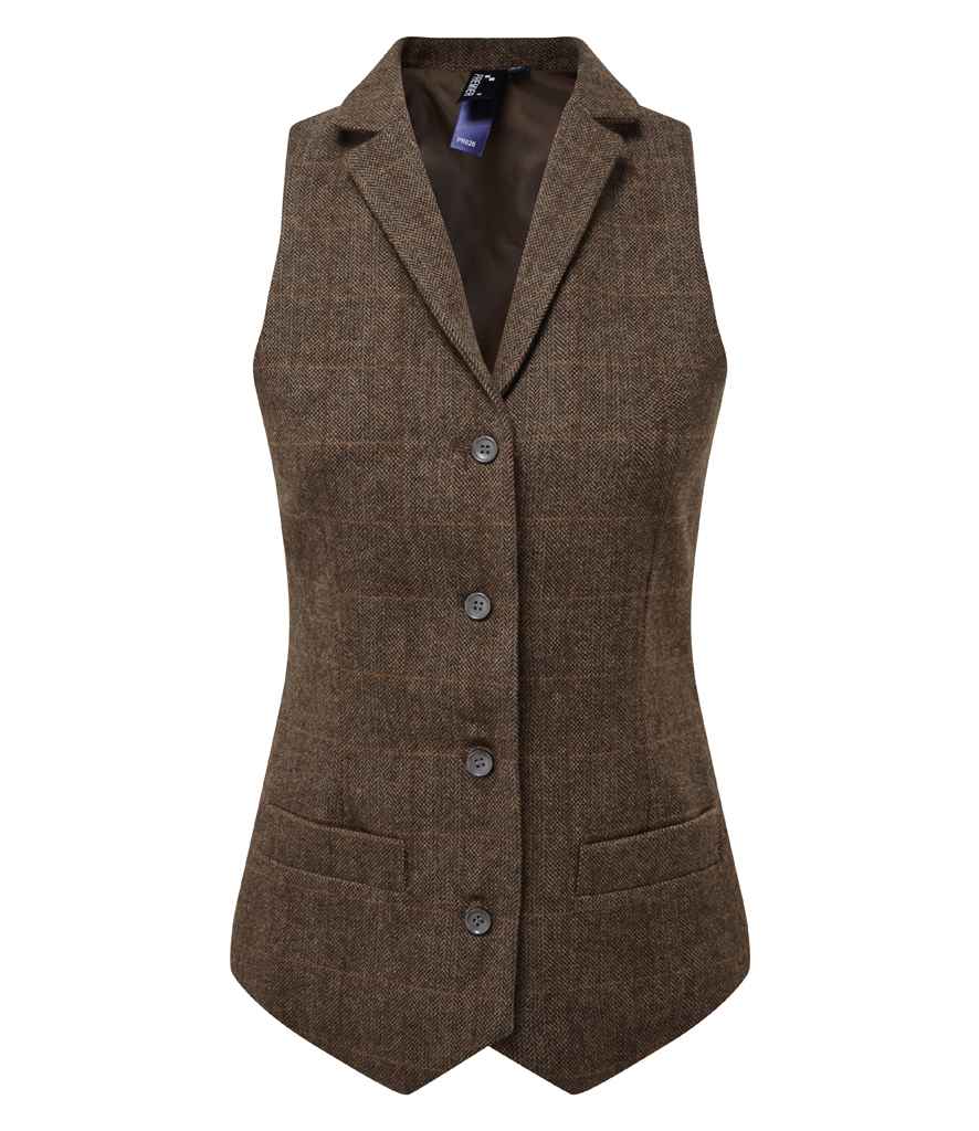 Premier Ladies Herringbone Waistcoat - 24 Workwear - Waistcoat