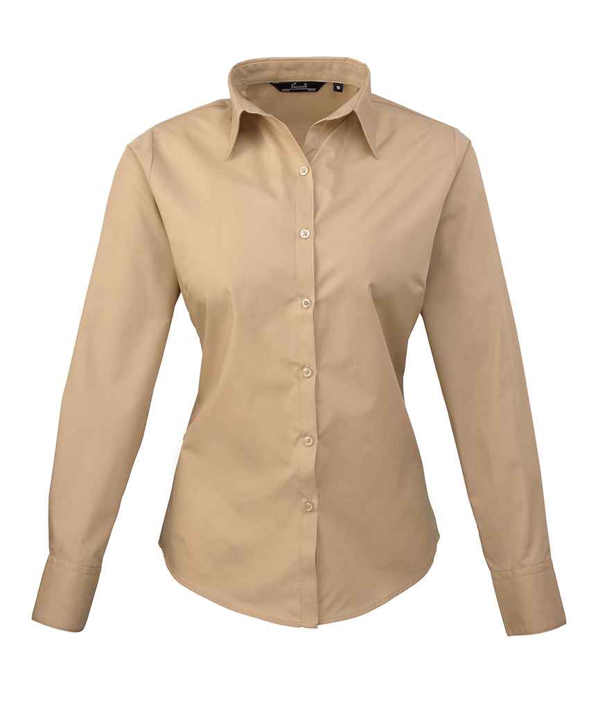 Premier Ladies Long Sleeve Poplin Blouse - 24 Workwear - Shirt
