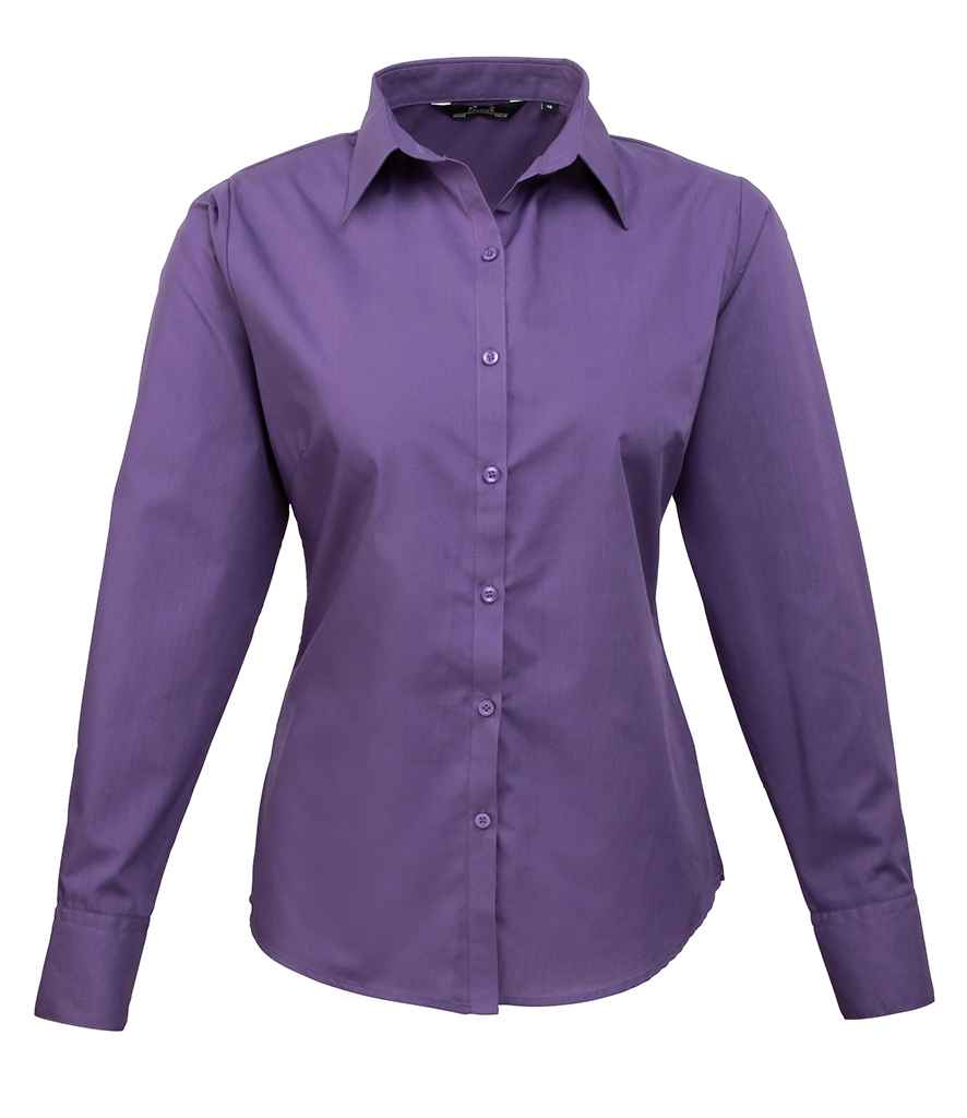 Premier Ladies Long Sleeve Poplin Blouse - 24 Workwear - Shirt