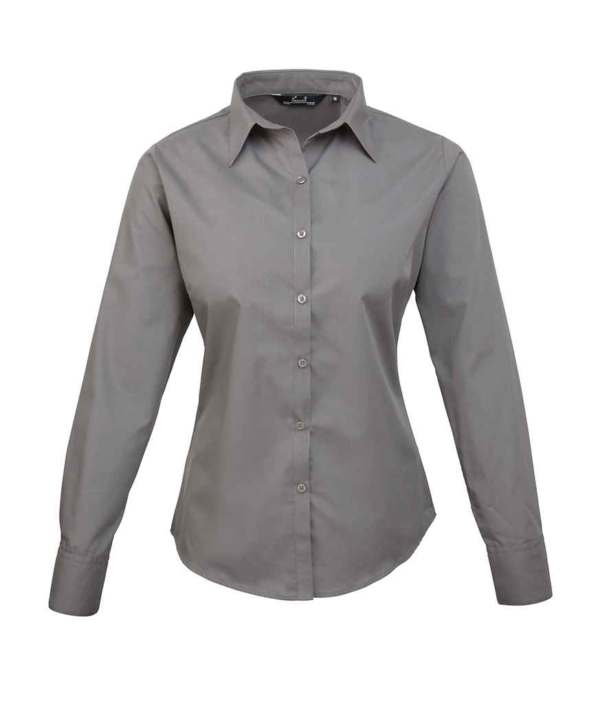 Premier Ladies Long Sleeve Poplin Blouse - 24 Workwear - Shirt