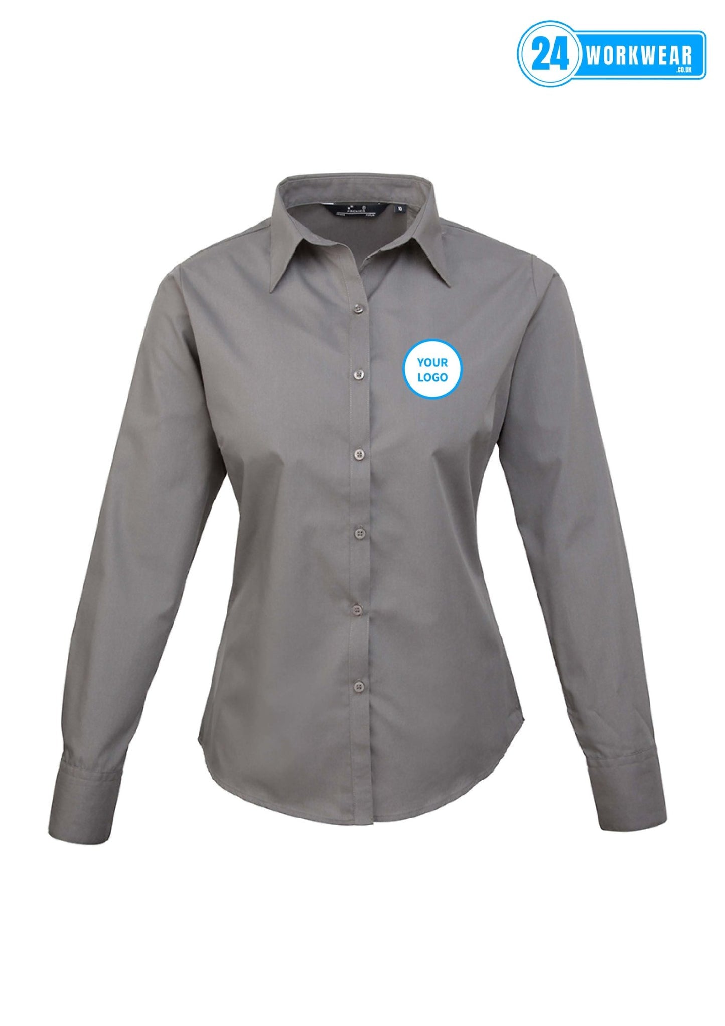 Premier Ladies Long Sleeve Poplin Blouse - 24 Workwear - Shirt