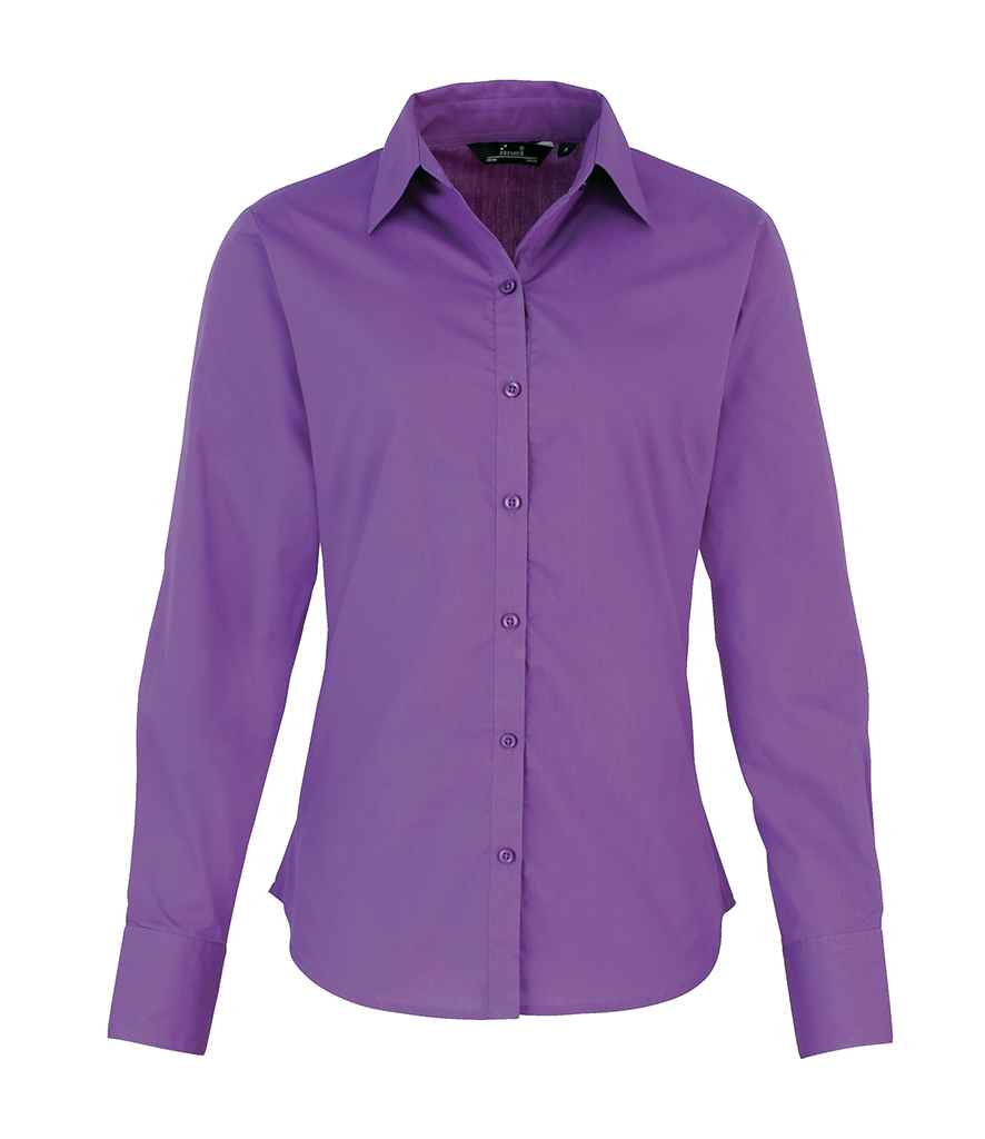 Premier Ladies Long Sleeve Poplin Blouse - 24 Workwear - Shirt