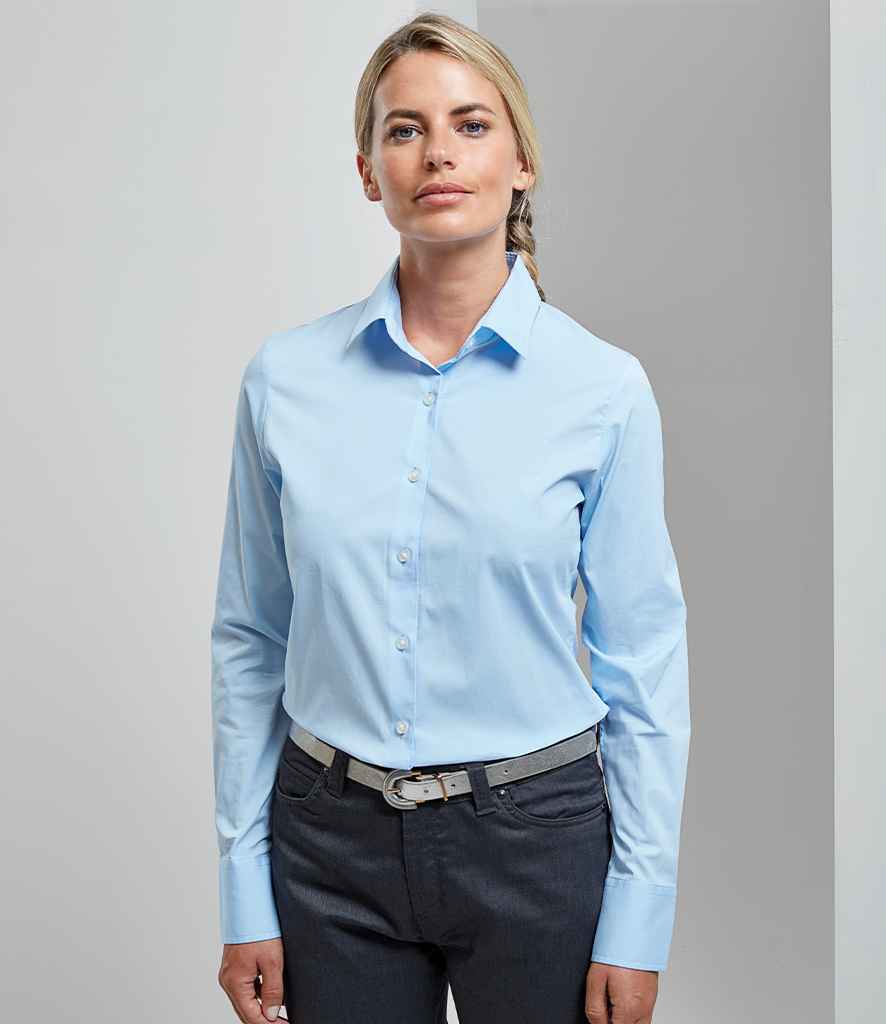 Premier Ladies Long Sleeve Stretch Fit Poplin Shirt - 24 Workwear - Shirt