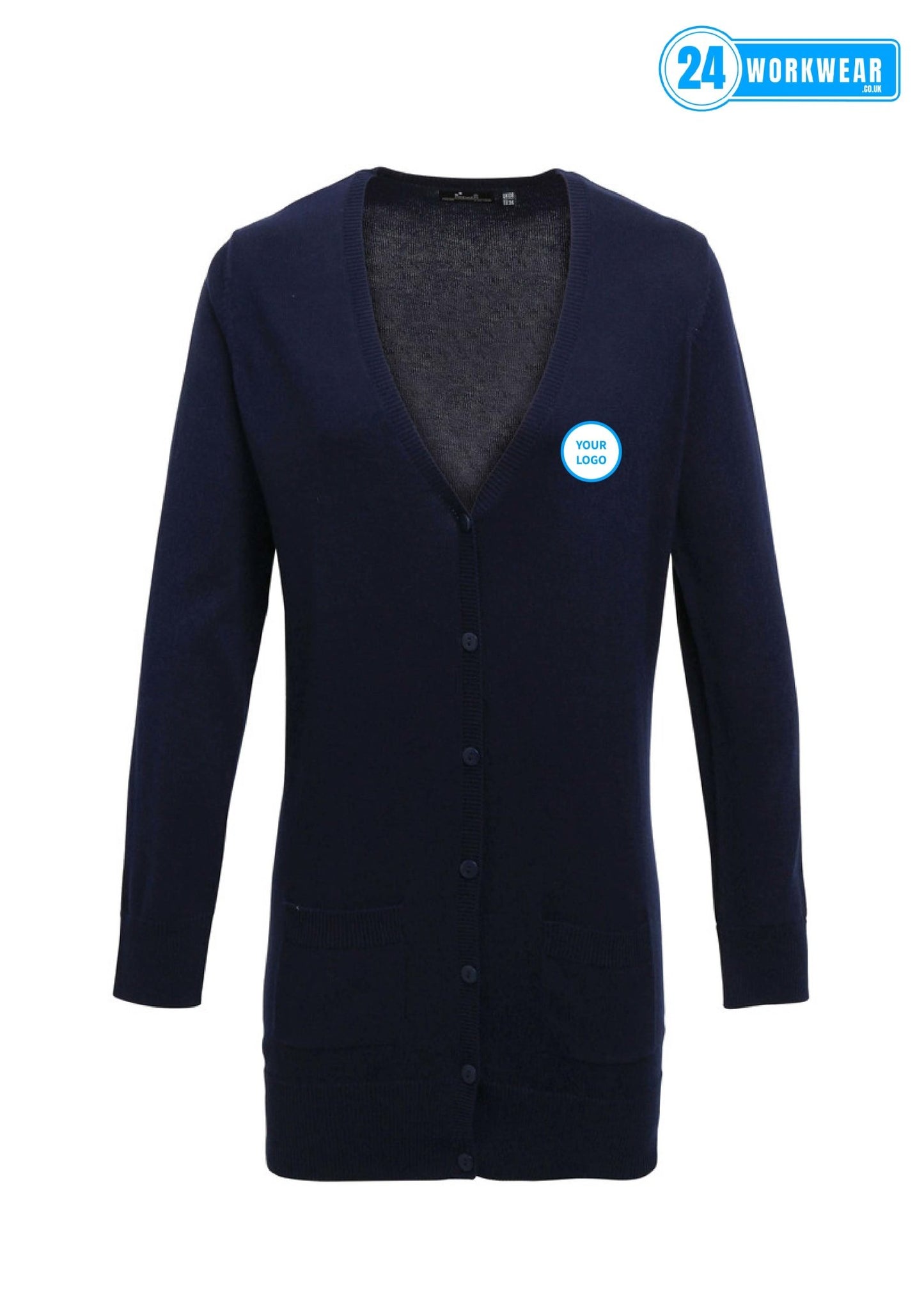 Premier Ladies Longline V Neck Cardigan - 24 Workwear - Cardigan