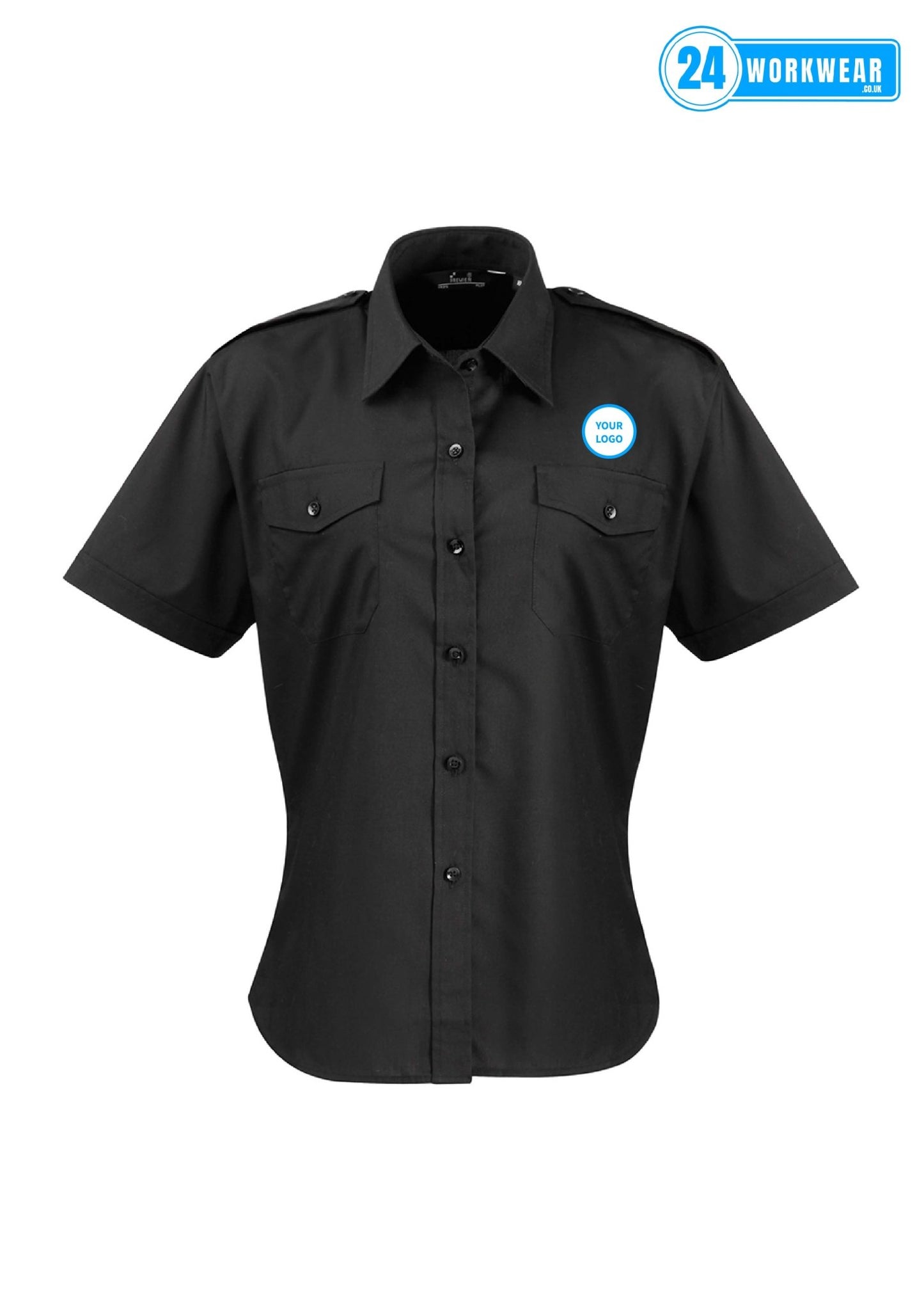 Premier Ladies Short Sleeve Pilot Shirt - 24 Workwear - Shirt