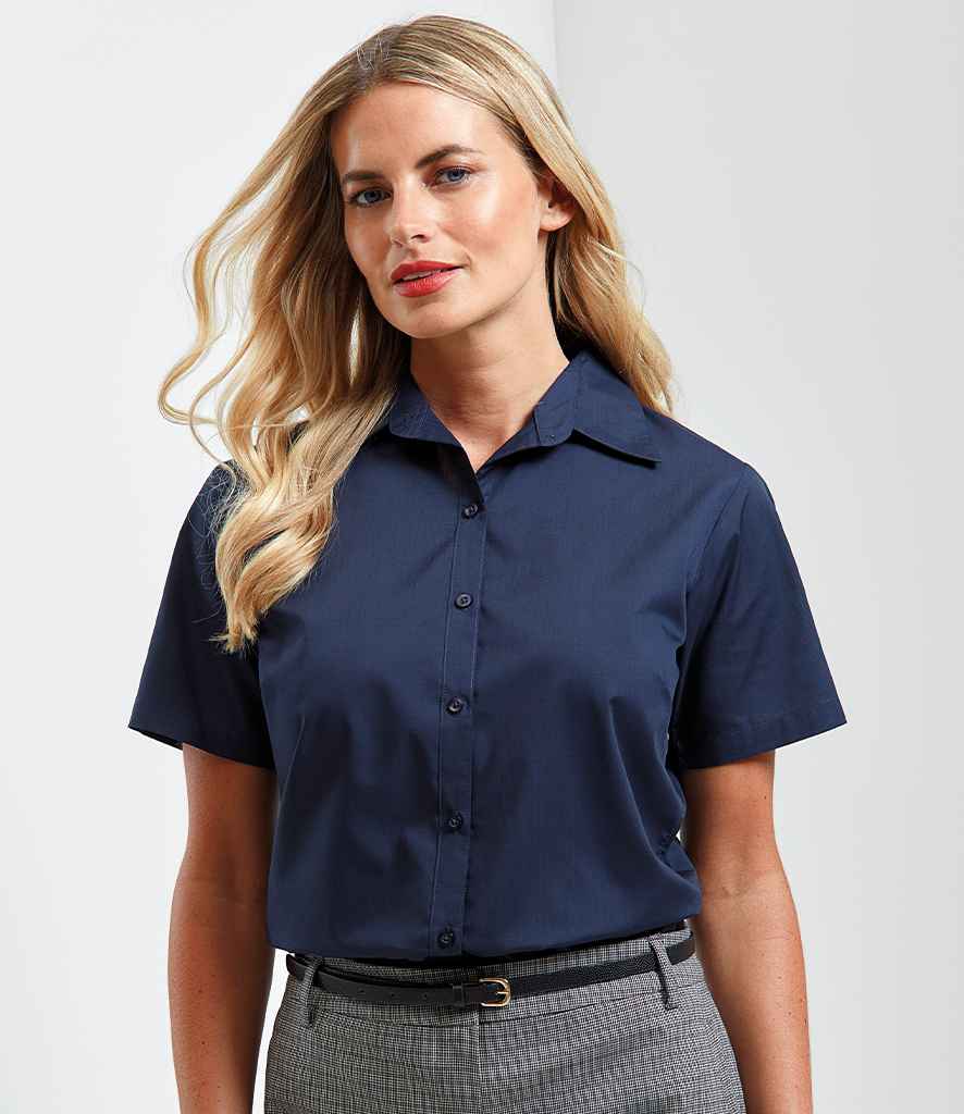 Premier Ladies Short Sleeve Poplin Blouse - 24 Workwear - Blouse