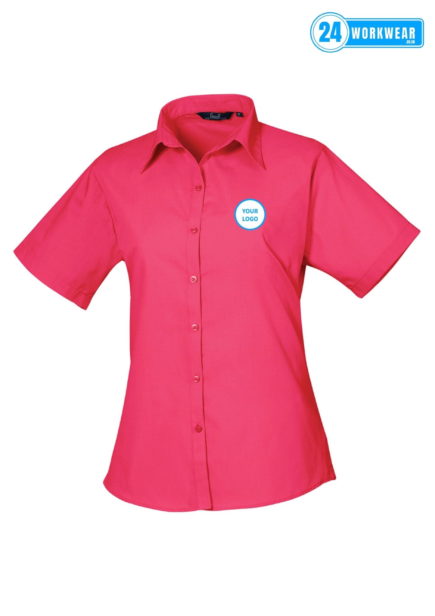 Premier Ladies Short Sleeve Poplin Blouse - 24 Workwear - Blouse