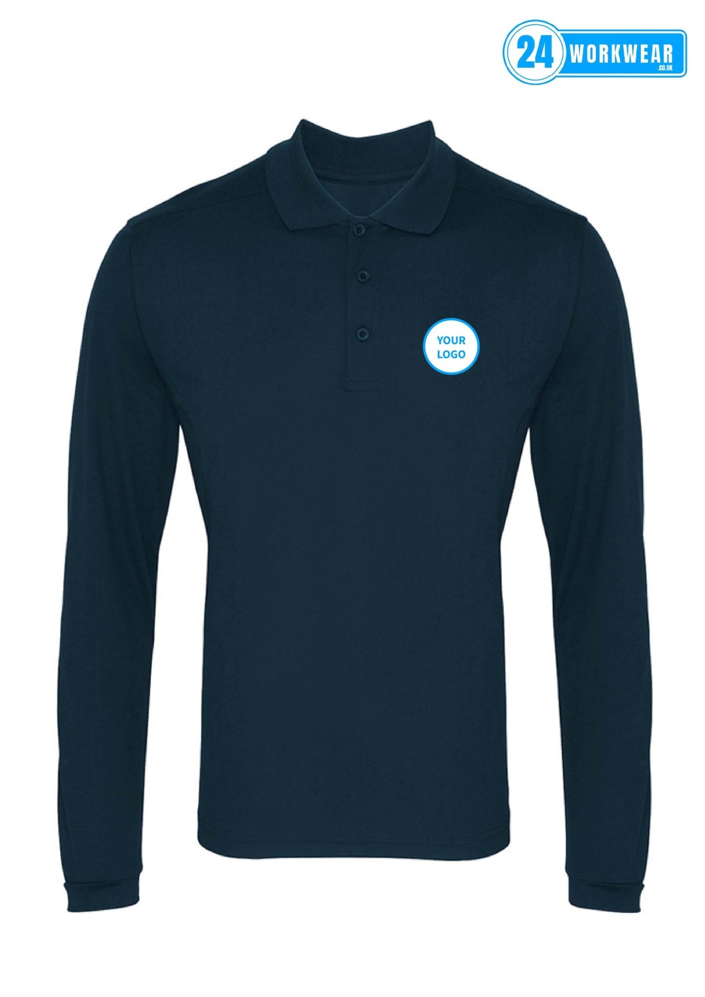 Premier Long Sleeve Coolchecker® Piqué Polo Shirt - 24 Workwear - Polo