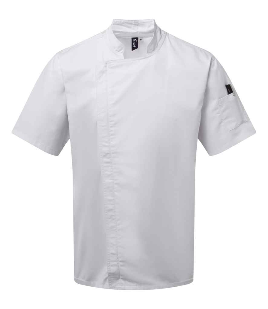 Premier Short Sleeve Zipped Chef's Jacket - 24 Workwear - Tunic