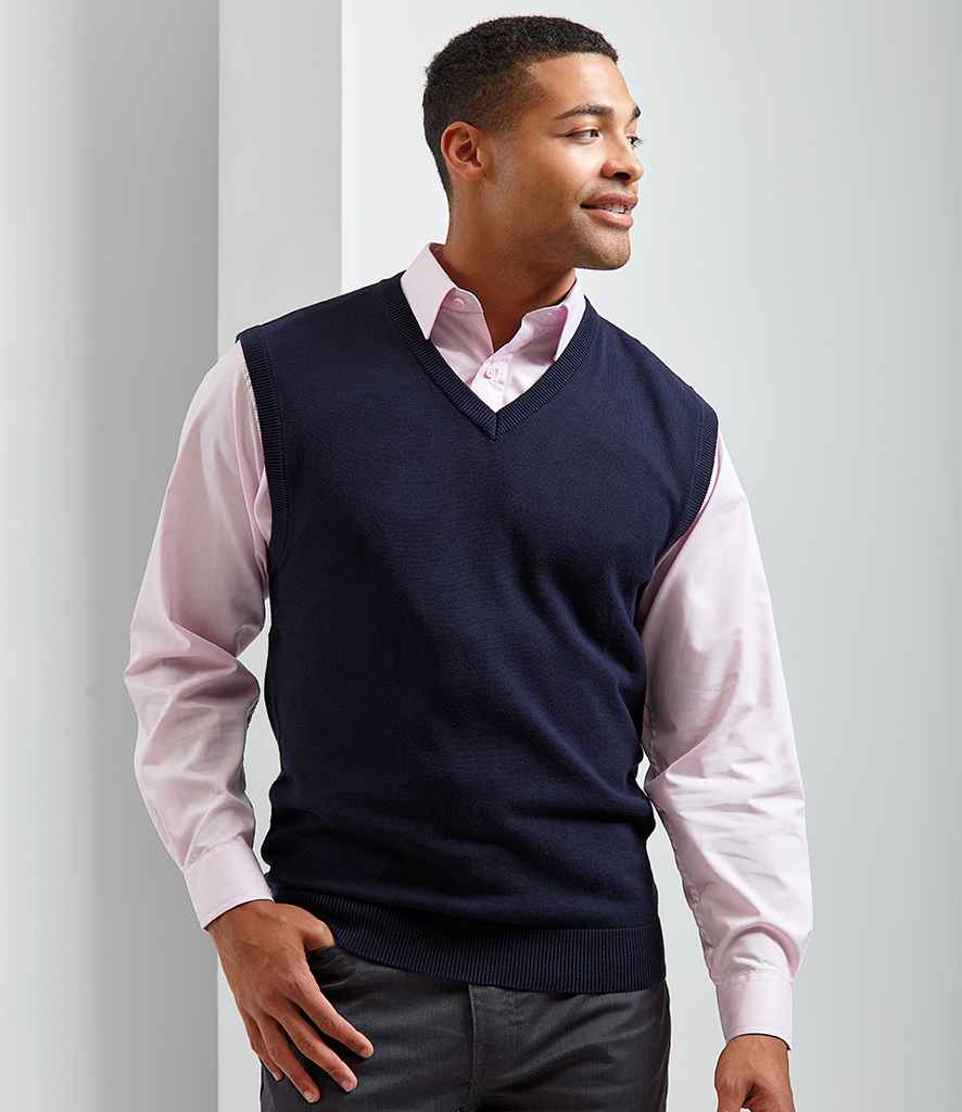 Premier Sleeveless Cotton Acrylic V Neck Sweater - 24 Workwear - Jumper