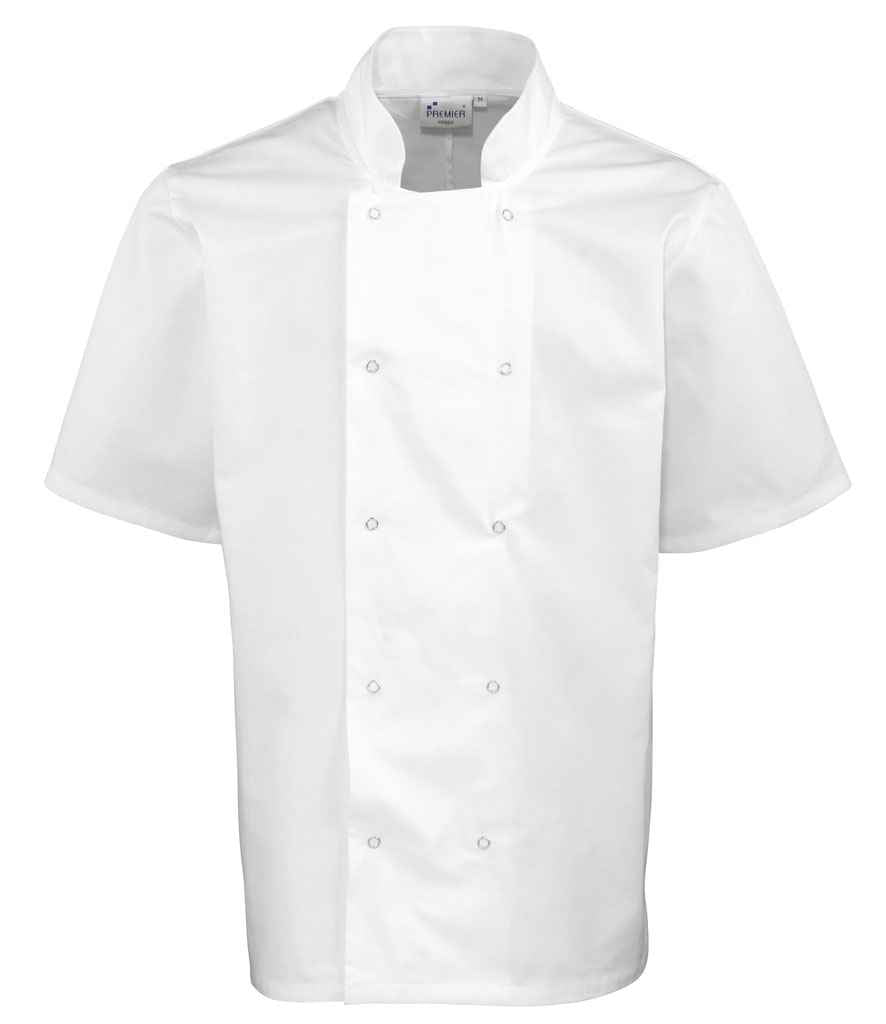 Premier Unisex Short Sleeve Stud Front Chef's Jacket - 24 Workwear - Tunic