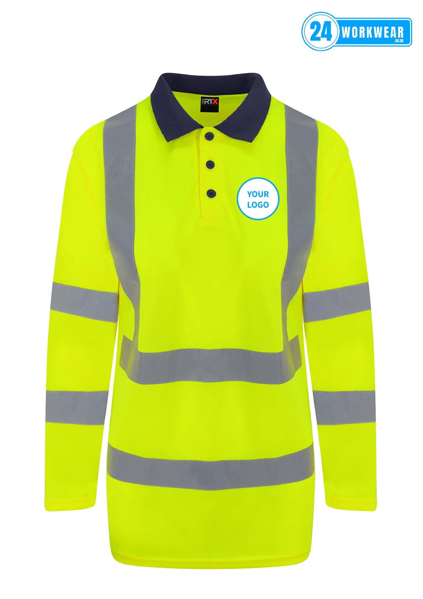 Pro RTX High Visibility Long Sleeve Polo Shirt - 24 Workwear - Polo