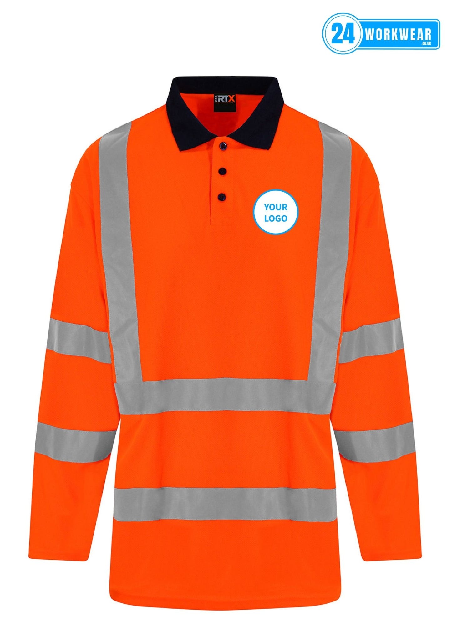 Pro RTX High Visibility Long Sleeve Polo Shirt - 24 Workwear - Polo