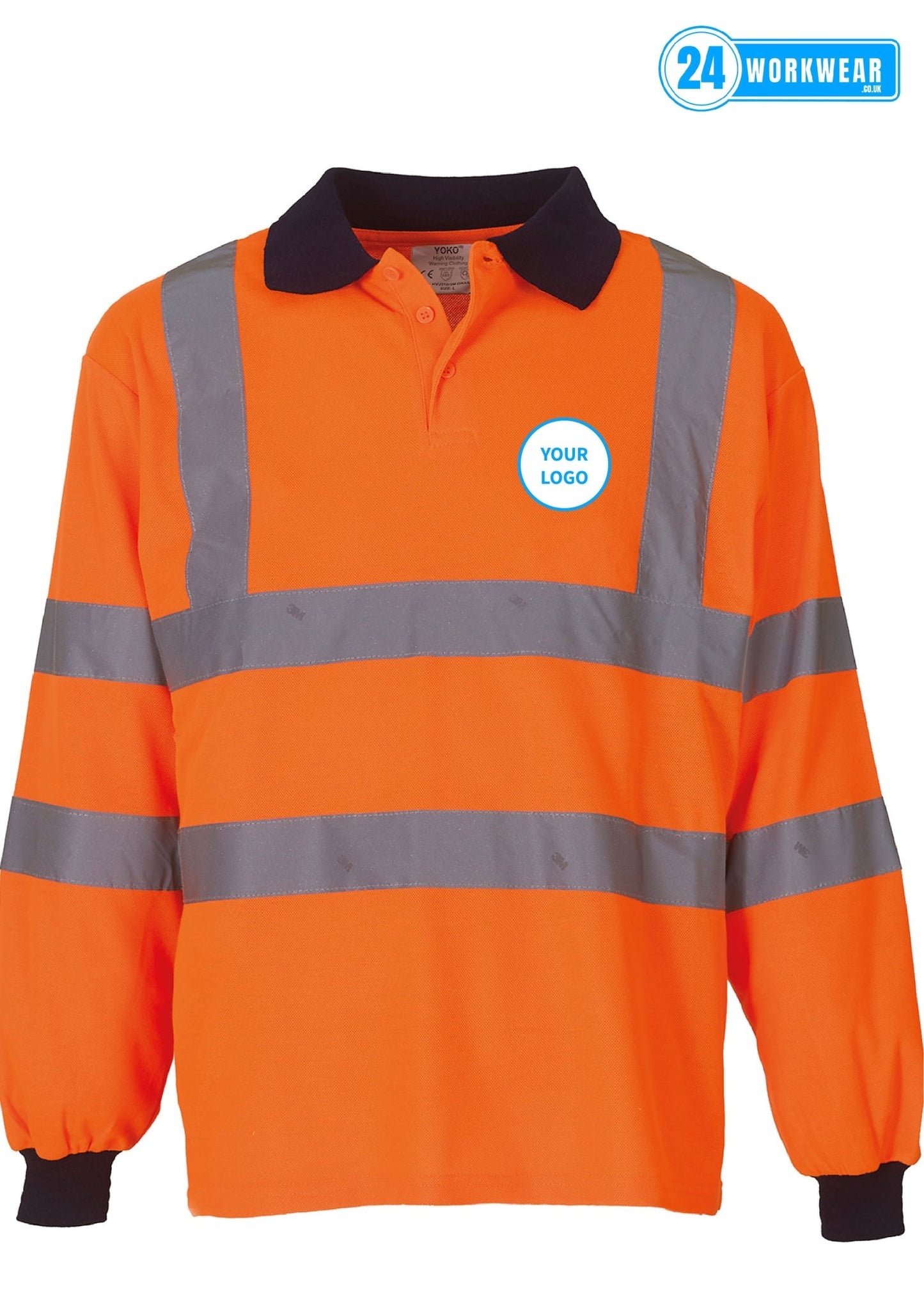 Yoko Hi-Vis Long Sleeve Polo Shirt - 24 Workwear - Polo
