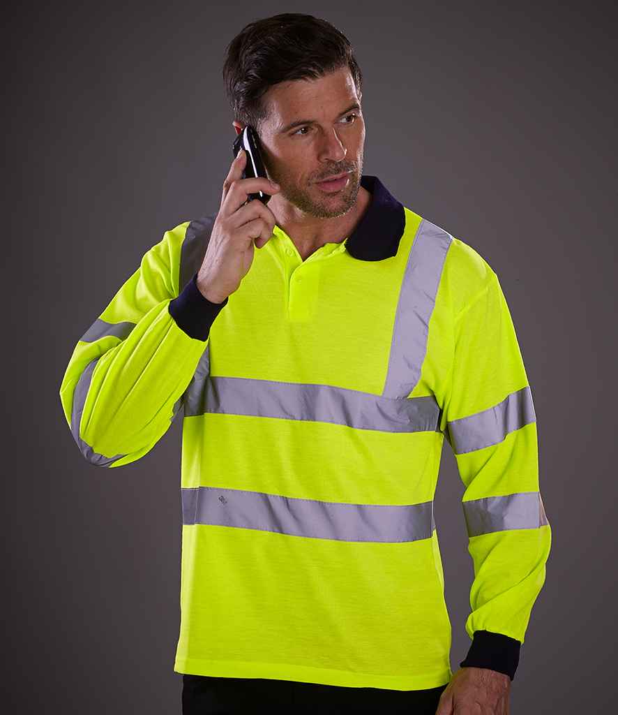 Yoko Hi-Vis Long Sleeve Polo Shirt - 24 Workwear - Polo