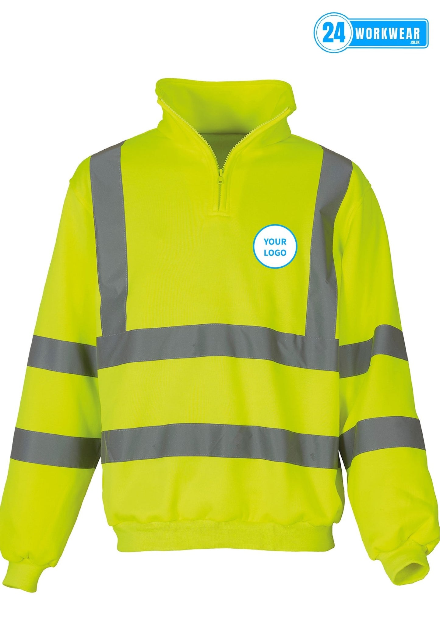 Yoko Hi-Vis Zip Neck Sweatshirt - 24 Workwear - Sweatshirt