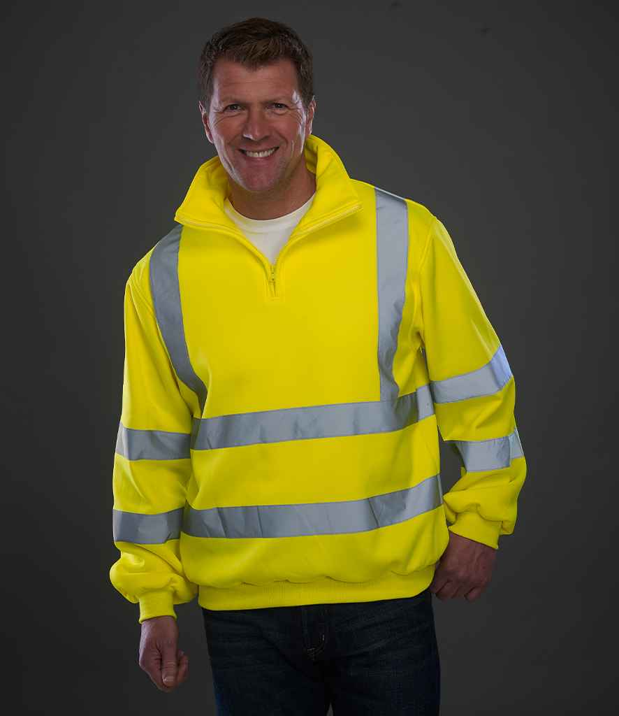 Yoko Hi-Vis Zip Neck Sweatshirt - 24 Workwear - Sweatshirt