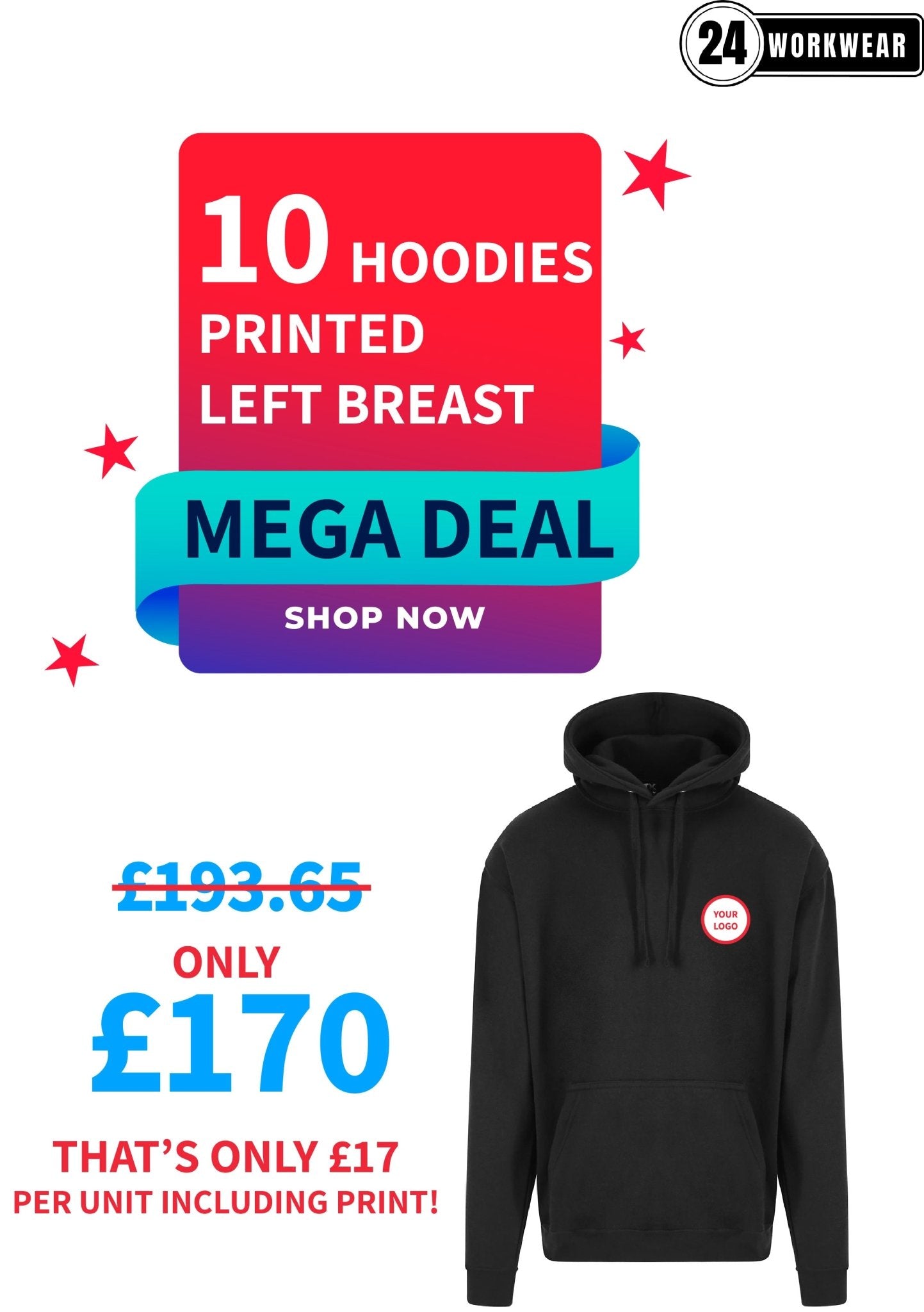 10 x Hoodie Deal - 24 Workwear - Hoodie