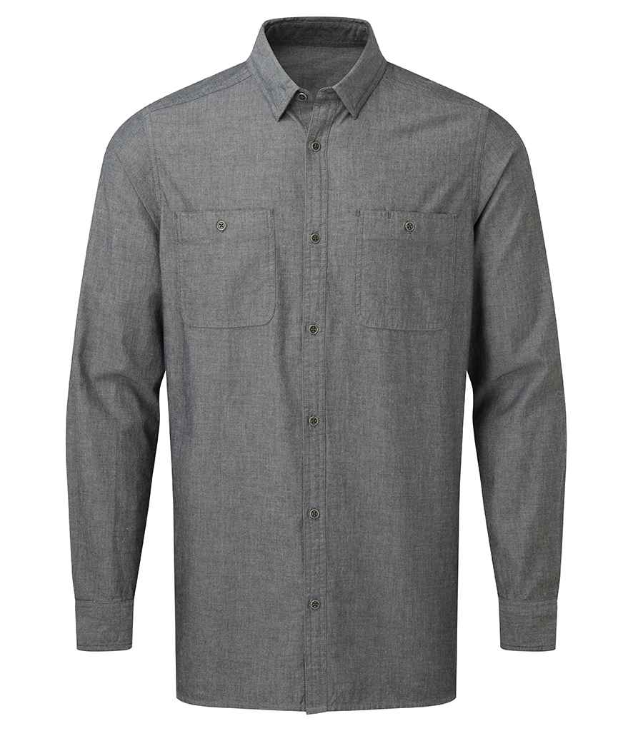 Premier Fairtrade Organic Long Sleeve Chambray Shirt - 24 Workwear - Shirt