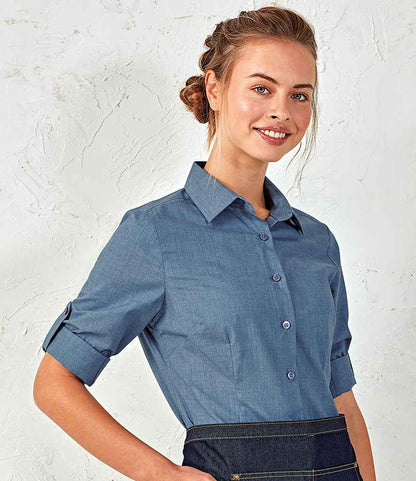 Premier Ladies Cross-Dye Roll Sleeve Shirt - 24 Workwear - Shirt