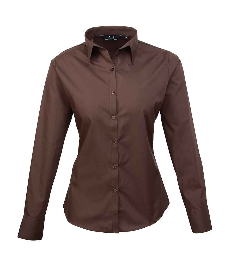 Premier Ladies Long Sleeve Poplin Blouse - 24 Workwear - Shirt