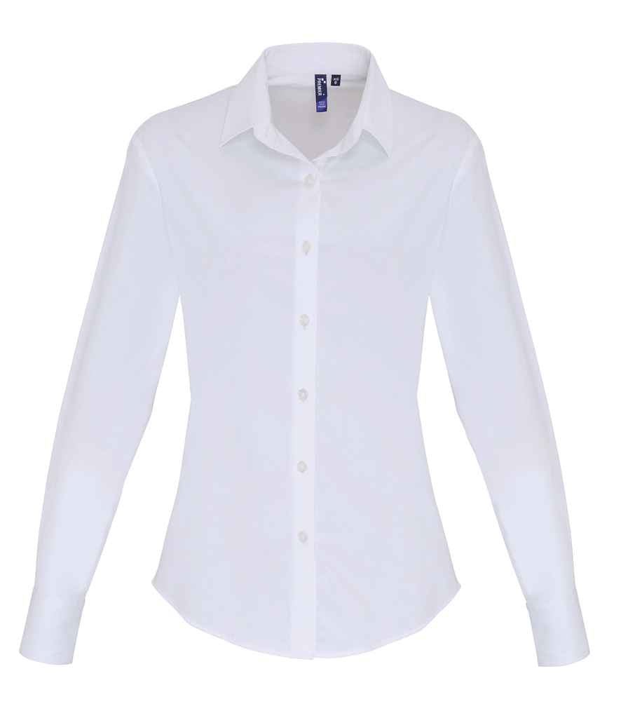 Premier Ladies Long Sleeve Stretch Fit Poplin Shirt - 24 Workwear - Shirt