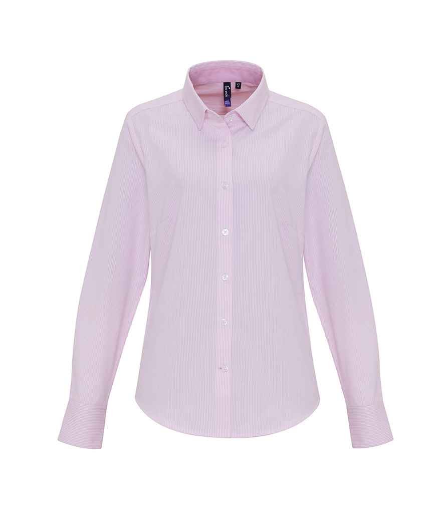 Premier Ladies Long Sleeve Striped Oxford Shirt - 24 Workwear - Shirt