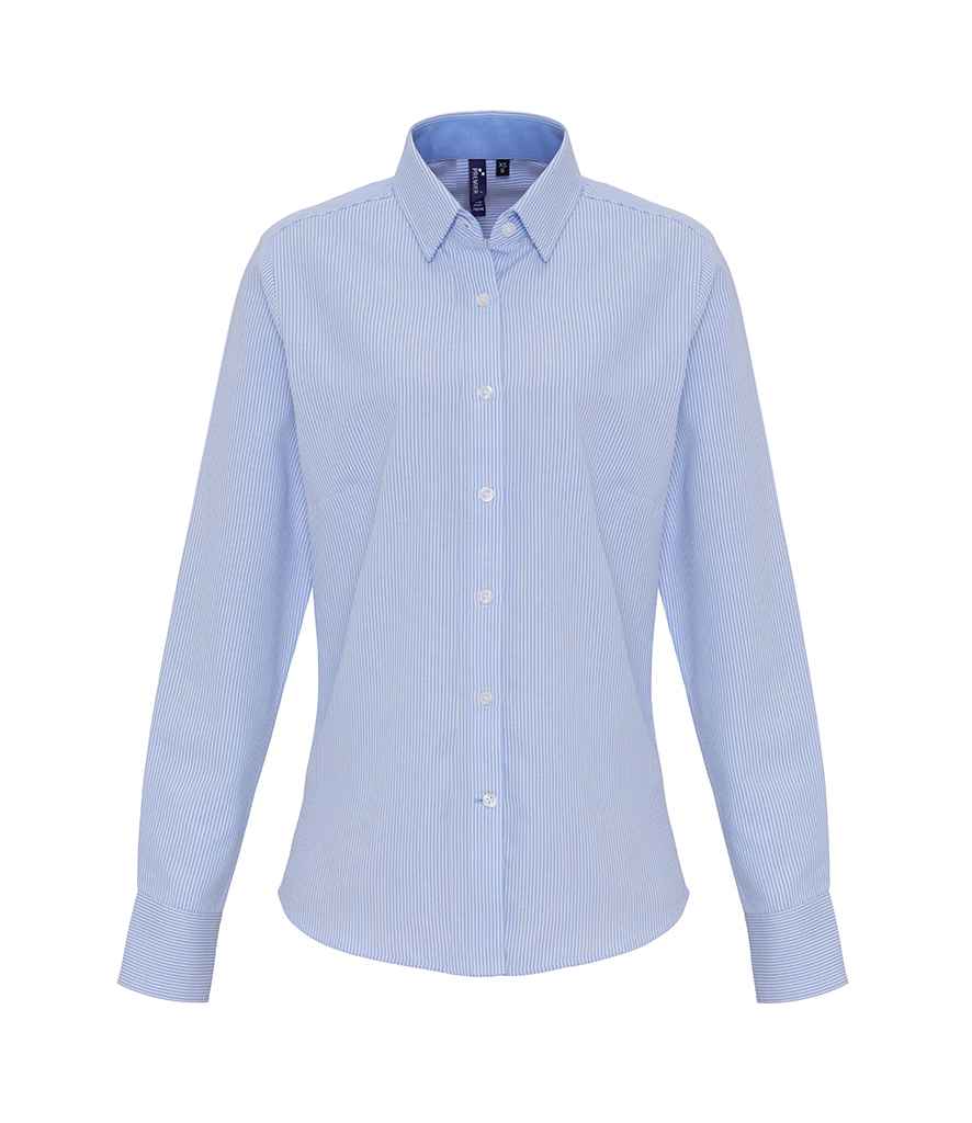 Premier Ladies Long Sleeve Striped Oxford Shirt - 24 Workwear - Shirt