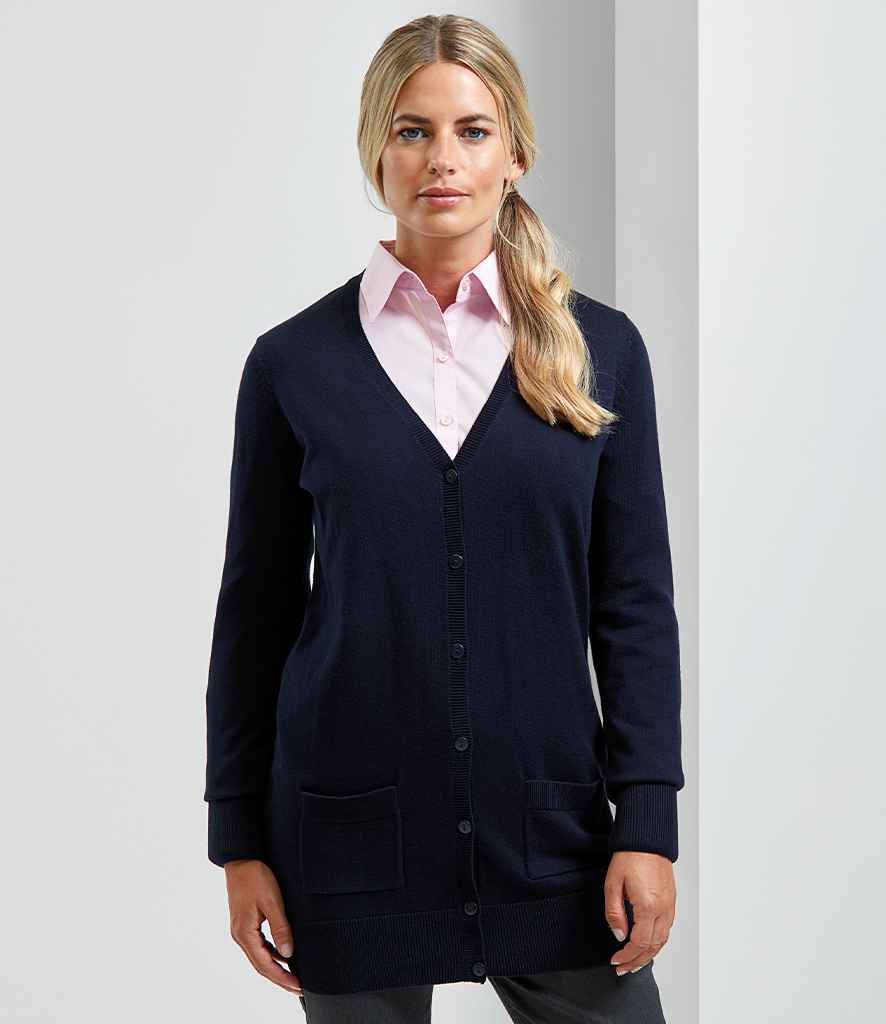 Premier Ladies Longline V Neck Cardigan - 24 Workwear - Cardigan