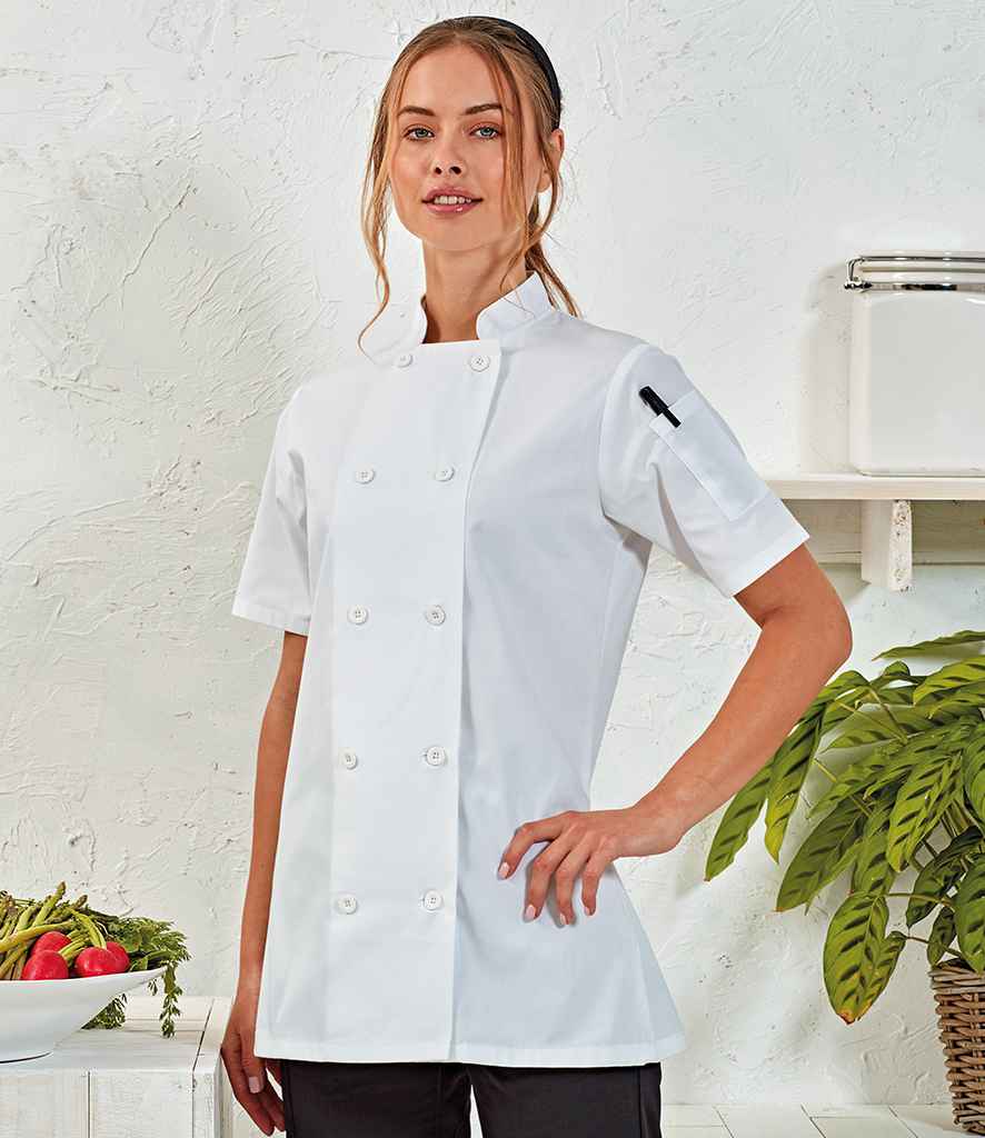Premier Ladies Short Sleeve Chef's Jacket - 24 Workwear - Tunic