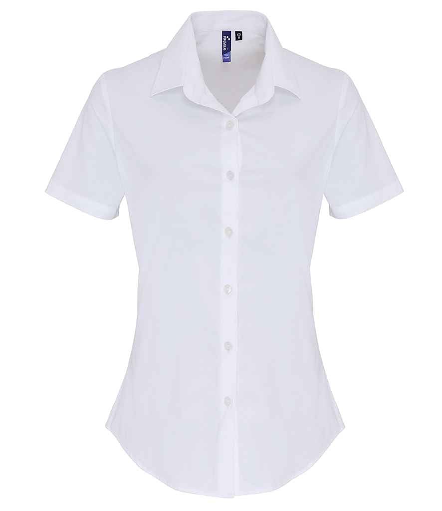 Premier Ladies Short Sleeve Stretch Fit Poplin Shirt - 24 Workwear - Shirt