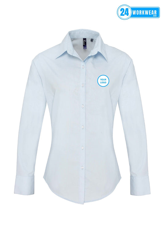Premier Ladies Supreme Long Sleeve Poplin Shirt - 24 Workwear - Shirt