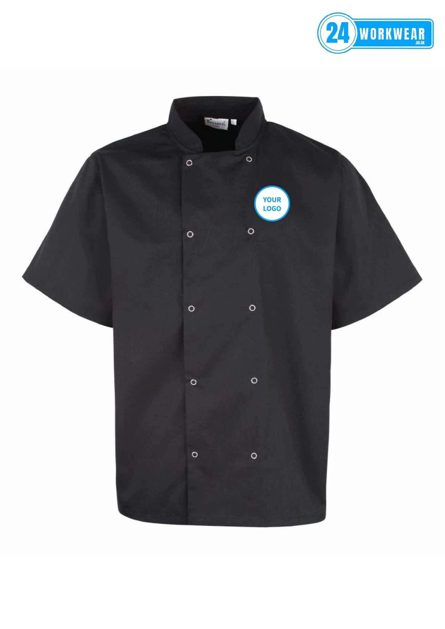 Premier Unisex Short Sleeve Stud Front Chef's Jacket - 24 Workwear - Tunic